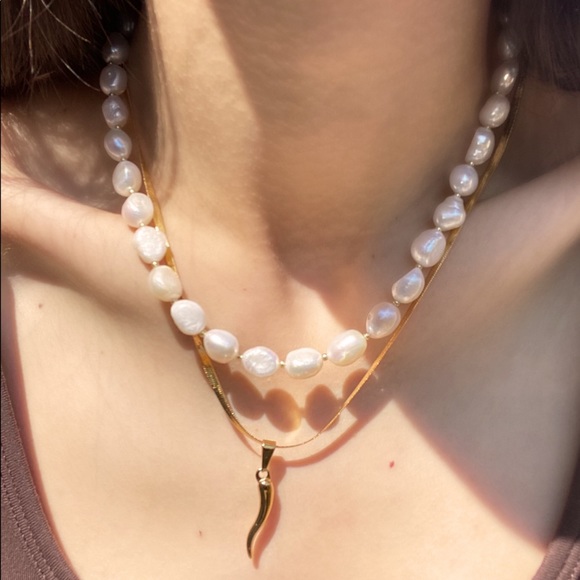 Freshwater Pearl 18k Gold Plated Necklace Choker - Picture 2 of 3